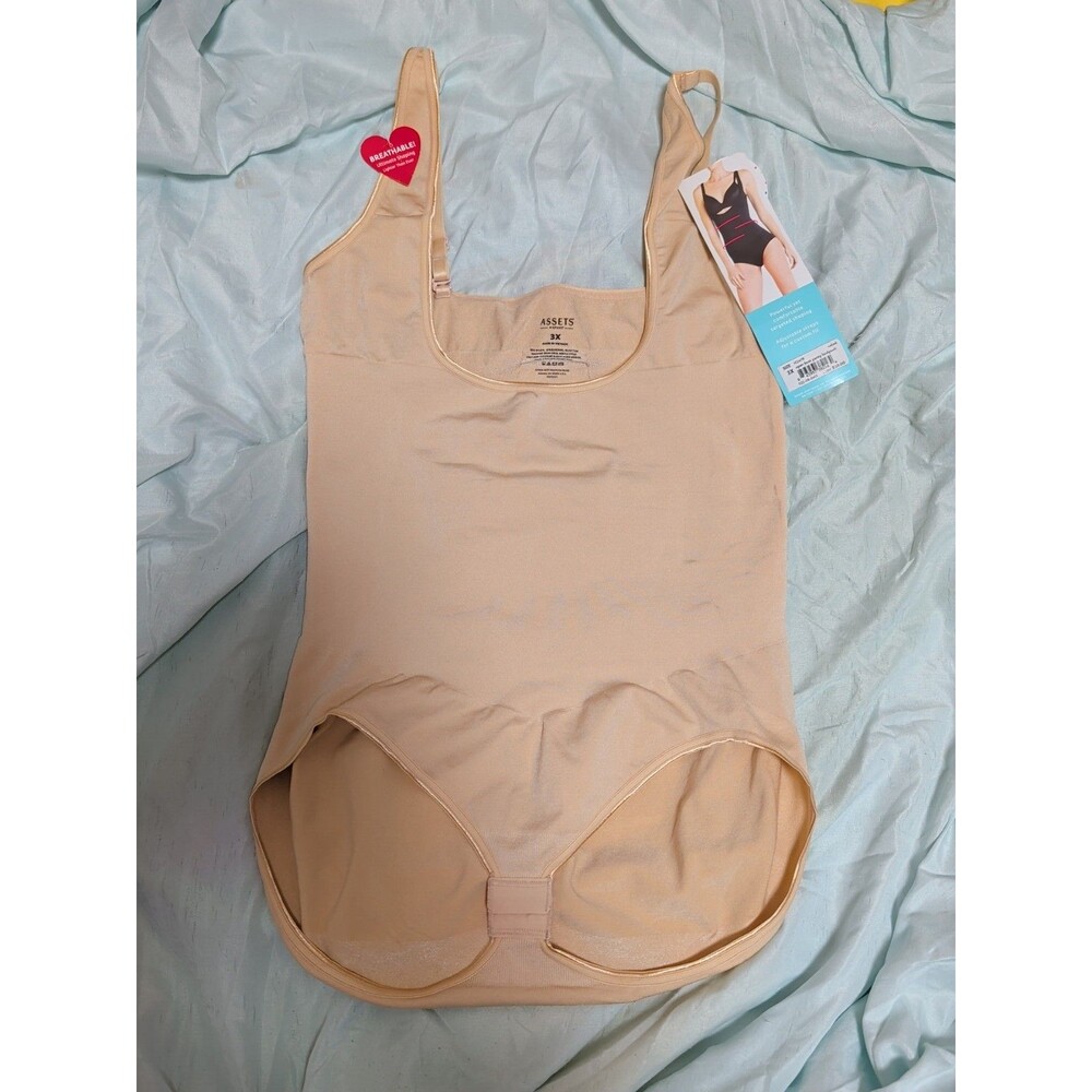 ASSETS by SPANX Remarkable Results Open Bust Panty Bodysuit Beige